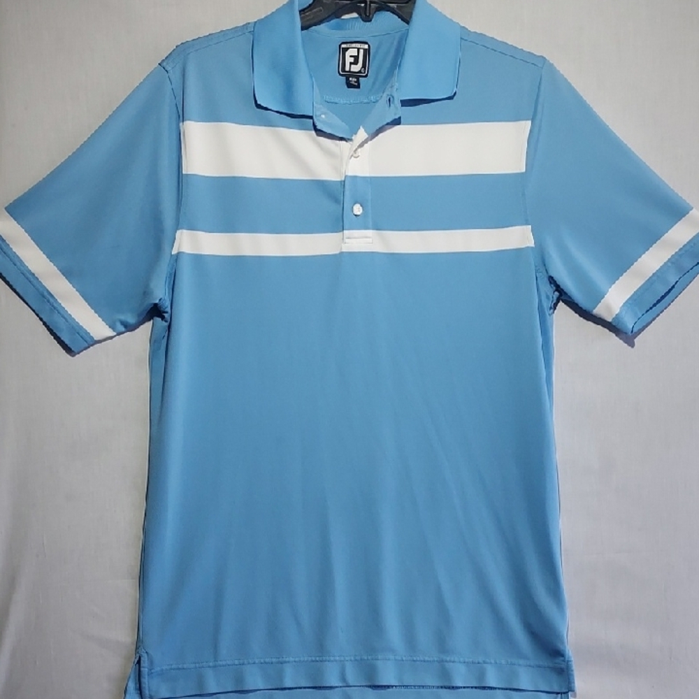 Footjoy blue and white striped‎ men's polo shirt size large